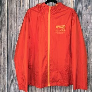 Men’s MWOBS Mount Washington Observatory  rain jacket Size M Colar Orange